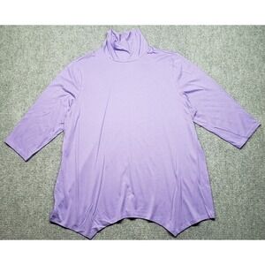 LOGO Principles Tunic Top Womens XL Purple 3/4 Sleeve Funnel Neck Knit Pullover